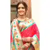 Shop Pink Silk Blend Plus Size Saree with Woven Work - 217789