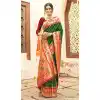 Shop Dark Green Silk Plus Size Saree with Woven Work - 217791
