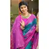 Buy Sky Blue Plus Size Saree with Jacquard Work - 217799