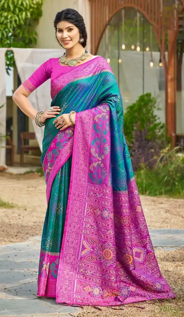 Sky Blue Saree with Jacquard Work - 217799
