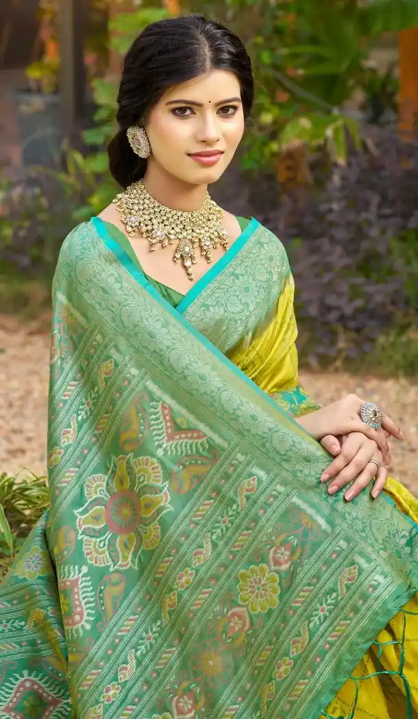 Yellow Saree with Jacquard Work - 217801