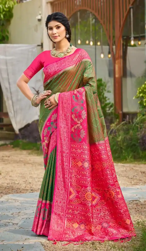 Mehendi Green Pochampalli Silk Saree - 217802