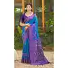 Buy Blue Pochampalli Silk Plus Size Saree Online - 217803