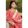 Shop Cream Plus Size Saree with Jacquard Work - 217804
