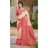 Shop Cream Plus Size Saree with Jacquard Work - 217804