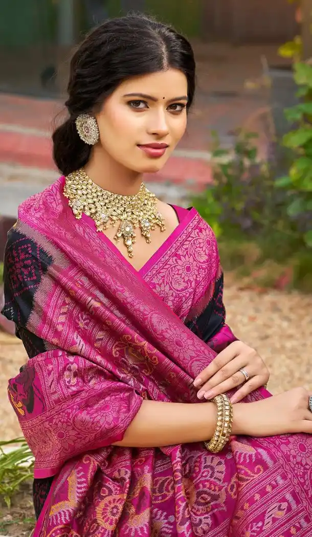 Black Pochampalli Silk Saree - 217805