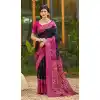 Buy Black Pochampalli Silk Plus Size Saree - 217805
