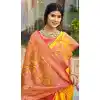 Shop Yellow Traditional Plus Size Saree with Jacquard Work - 217806