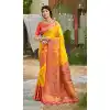 Shop Yellow Traditional Plus Size Saree with Jacquard Work - 217806