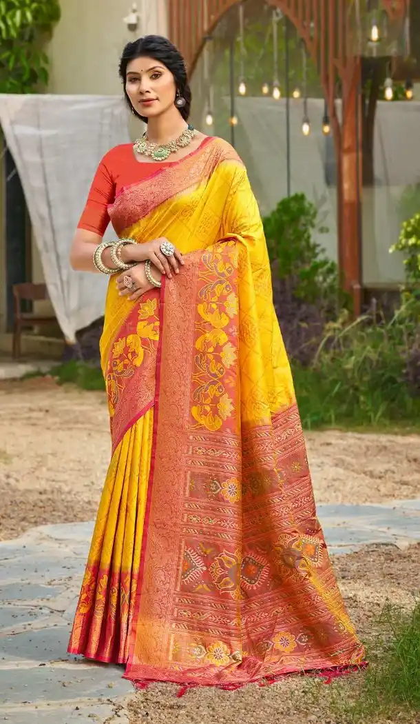 Yellow Traditional Saree with Jacquard Work - 217806