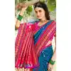 Buy Blue Soft Silk Plus Size Saree with Jacquard Work - 217815
