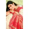 Buy Cream Soft Silk Plus Size Saree with Jacquard Work - 217817