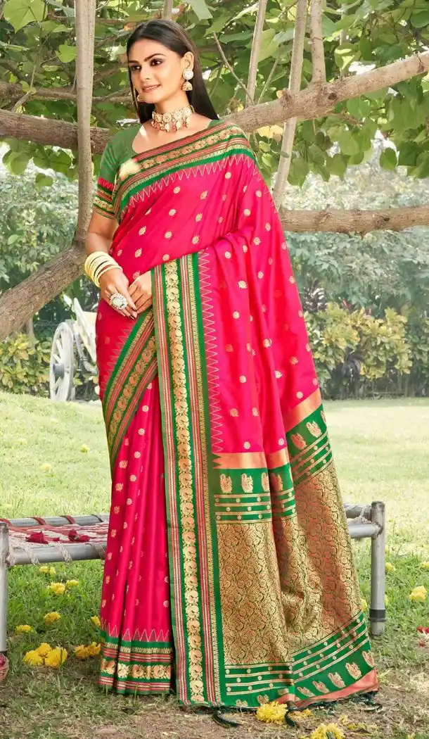 Pink Soft Silk Saree with Jacquard Work - 217819