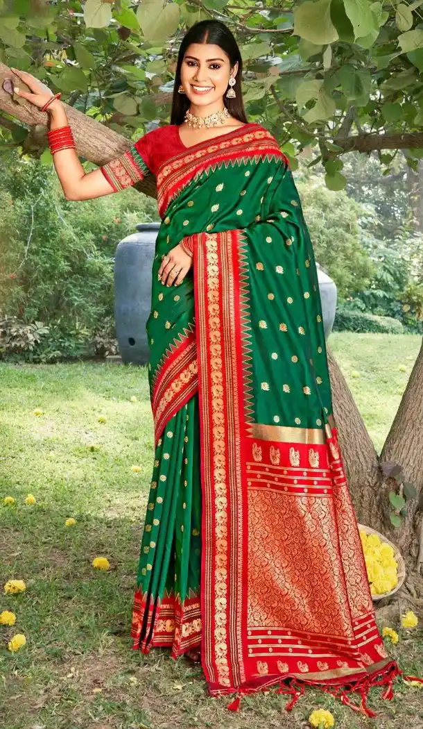 Green Traditional Soft Silk Saree with Jacquard Work - 217820