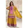 Shop Yellow Plus Size Palazzo Suit with Sequence Work - 217852