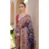 Buy Navy Blue Banarasi Saree for Plus Size with Meena Zari Work - 217880