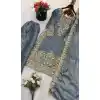 Shop Grey Plus Size Silk Palazzo Suit - 217917