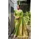 Green Traditional Wear Saree with Zari Work - 217938