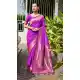 Purple Traditional Wear Banarasi Saree with Zari Work - 217940