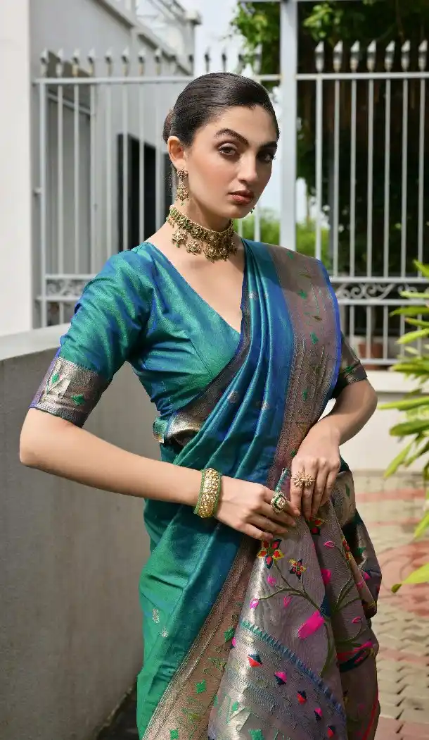 Rama Blue Traditional Wear Saree with Weaving Work - 217941