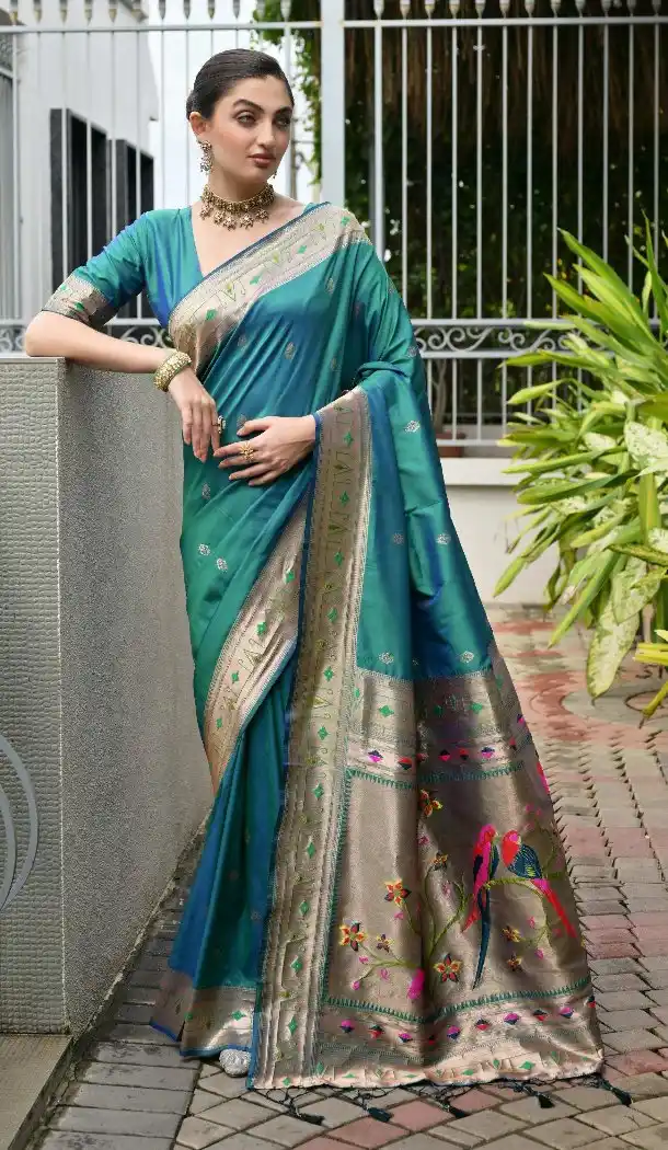 Rama Blue Traditional Wear Saree with Weaving Work - 217941