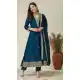 Teal Blue Party Wear Salwar Suit with Embroidery Work - 217991