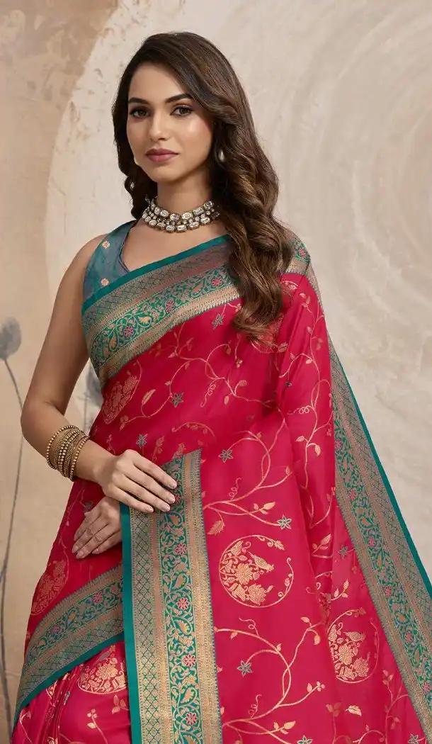 Pink Traditional Wear Saree with Zari Weaving Work - 218012