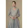 Buy Grey Plus Size Chinon Anarkali Suit with Embroidery Work - 218095