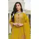 Yellow Cotton Pakistani Suit with Embroidery Sequence Work - 218100