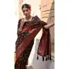 Shop Black Plus Size Soft Pashmina Silk Saree with Kashmir Weaving - 218072