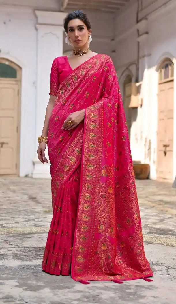 Pink Party Wear Saree in Soft Pashmina Silk - 218077