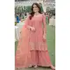 Shop Pink Plus Size Chinon Palazzo Suit with Embroidery Work - 218116
