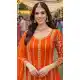 Orange Premium Chinon Palazzo Suit with Mirror Work - 218117