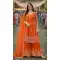 Orange Premium Chinon Palazzo Suit with Mirror Work - 218117