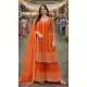 Orange Premium Chinon Palazzo Suit with Mirror Work - 218117