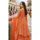 Orange Premium Chinon Palazzo Suit with Mirror Work - 218121
