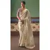 Shop Cream Pearl Stone Plus Size Saree - 218283