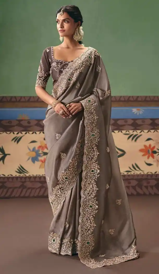 Art Silk Designer Saree with Embroidery & Pearl Work - 218291