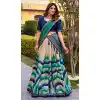 Shop Blue Tussar Silk Plus Size Lehenga Choli with Lace Work - 218300
