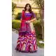 Purple Print Lehenga Choli in Tussar Silk with Lace Work - 218301