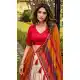 Red Tussar Silk Lehenga Choli with Lace Work Print - 218302