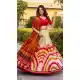Red Tussar Silk Lehenga Choli with Lace Work Print - 218302