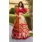 Red Tussar Silk Lehenga Choli with Lace Work Print - 218302