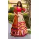 Red Tussar Silk Lehenga Choli with Lace Work Print - 218302