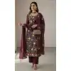Buy Wine Sequin Embroidered Plus Size Salwar Suit - 218330