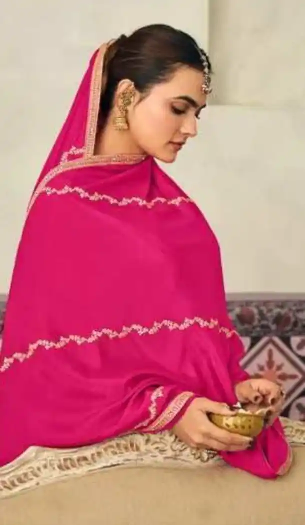 Yellow Embroidered Zarkan Work Palazzo Suit in Chinon - 218414