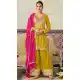 Yellow Embroidered Zarkan Work Palazzo Suit in Chinon - 218414