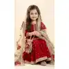 Shop Maroon Kids Kurta Sharara in Silk with Embroidery - 218417