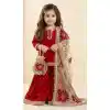 Shop Maroon Kids Kurta Sharara in Silk with Embroidery - 218417