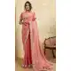 Pink Fendy Chiffon Beads Work Saree - 218462